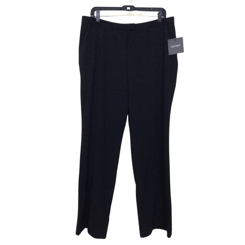 NWT Ellen Tracy Pants Women’s 8 Black Stretch Bootcut Slacks Trouser Wide Leg